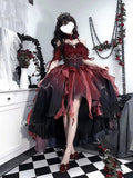 Princess Ball Gown Off The Shoulder Short Sleeves Dark Green High Low Floral 16th Chiffon Birthday Dress Lolita Dress 18th Birthday Outfits HZ1121