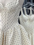 Cute A line Sweetheart Black Polka Dots Short Satin Formal Homecoming Dresses Party Graduation Dress Hoco Dresses HZ1121