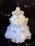 Vintage Ball Gown Spaghetti Straps Short Chiffon Summer 18th Birthday Dress High Low Ombre Blue Lolita Dress Birthday Outfits HZ1121
