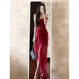 Sexy Sheath Burgundy Lace Summer Dress Holiday Party Outfits For Womens HZ1121