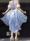 Vintage Ball Gown Off The Shoulder Ombre Blue Chiffon 22th Birthday Dress Lolita Dress Cute Lolita Outfits HZ1121