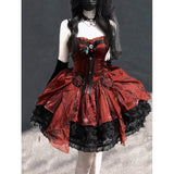 Cute Ball Gown Sweetheart Burgundy Short Lace Summer 18th Birthday Dress Lolita Dress Birthday Outfits HZ1121