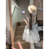 Vintage Ball Gown Square Neck White Blue Short Summer 18th Birthday Dress Lolita Dress Birthday Outfits HZ1121