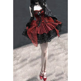 Cute Ball Gown Sweetheart Burgundy Short Lace Summer 18th Birthday Dress Lolita Dress Birthday Outfits HZ1121