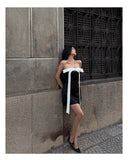 Cute A line Strapless Black Party Dresses Short Formal Homecoming Dresses Night Chic Elegant Short Dresses Cocktail Dress 16th Birthday Outfits Hoco Dresses HZ1121