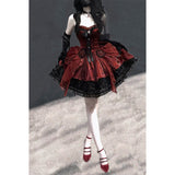 Cute Ball Gown Sweetheart Burgundy Short Lace Summer 18th Birthday Dress Lolita Dress Birthday Outfits HZ1121