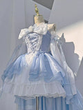 Vintage Ball Gown Halter Light Sky Blue Chiffon Short Summer 18th Birthday Dress Lolita Dress Birthday Outfits HZ1121