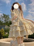 Vintage Ball Gown High Neck Lace Summer 18th Birthday Dress Lolita Dress Birthday Outfits HZ1121