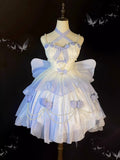 Vintage Ball Gown Spaghetti Straps Short Chiffon Summer 18th Birthday Dress High Low Ombre Blue Lolita Dress Birthday Outfits HZ1121