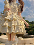Vintage Ball Gown High Neck Lace Summer 18th Birthday Dress Lolita Dress Birthday Outfits HZ1121