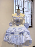 Vintage Ball Gown Off The Shoulder Ombre Blue Chiffon 22th Birthday Dresses Lolita Dress Cute Lolita Outfits HZ1121