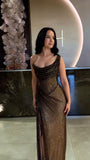 Sexy Sheath One Shoulder Sequin Slit Long Birthday Dress Birthday Outfits Graduation Dresses HZ1121
