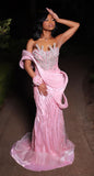 Gorgeous Mermaid Sweetheart Pink Satin Sequin Long Prom Dress Party Dress Graduation Dresses HZ1121