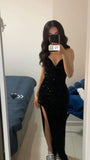 Gorgeous Mermaid Halter Black Prom Dresses Formal Summer Wedding Guest Dresses Wedding Guest Outfits HZ1121