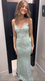 Gorgeous Mermaid Halter Mint Green Lace 23rd Birthday Dress Prom Dress Birthday Outfits For Women HZ1121