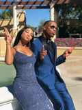 Gorgeous Mermaid Spaghetti Straps Navy Blue 23rd Birthday Dress Prom Dress Birthday Outfits For Women HZ1121
