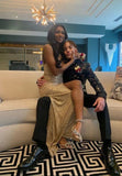 Pretty Mermaid Halter Sequin Gold 18th Birthday Dress Prom Dress Birthday Outfits For Women HZ1121