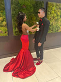 Pretty Mermaid Red Silver Beads 18th Birthday Dress Prom Dress Birthday Outfits For Women HZ1121