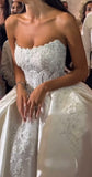 Modest Wedding Dress Ball Gown Strapless White Satin Long Wedding Dresses Brides Dress Bridal Gowns With Gloves HZ1121