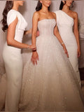 Pretty Wedding Dress Ball Gown Strapless Sequin White Wedding Dresses Bridal Gowns HZ1121