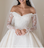 Dreamy Wedding Dress Ball Gown Off The Shoulder Lace Wedding Dresses Bridal Gowns HZ1121