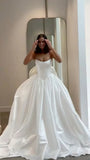 Simple Wedding Dress Ball Gown Strapless Satin White Wedding Dresses Bridal Gowns HZ1121