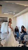 Dreamy Wedding Dress Mermaid Strapless White Satin Long Wedding Dresses Bridal Gowns HZ1121