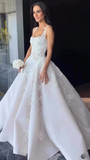 Pretty Wedding Dress Ball Gown Square Neck Lace White Wedding Dresses Bridal Gowns HZ1121