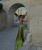 Sexy Sheath Halter Backless Long Prom Dresses Formal Summer Wedding Guest Dresses Wedding Guest Outfit HZ1121