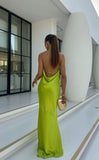 Modest Mermaid Spaghetti Straps Green Backless Satin 20th Birthday Dress Prom Dress 18th Birthday Outfits For Women HZ1121