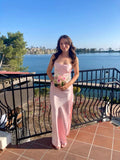 Modest A line Spaghetti Straps Pink Satin 20th Birthday Dress Prom Dress 18th Birthday Outfits Holiday Outfit HZ1121