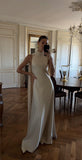 Elegant A line Scoop Champagne Long Prom Dresses Formal Summer Wedding Guest Dresses Wedding Guest Outfit HZ1121