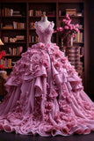 Pretty Ball Gown Sweetheart Pink Flowers Long Quinceanera Dresses Sweet 16 Dress Formal Vestido De 15 Anos HZ1121