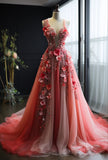 Pretty Ball Gown Sweetheart Pink Tulle Long Quinceanera Dress Formal Short Sleeves Flowers Vestido De 15 Anos Sweet 16 Dress HZ1121