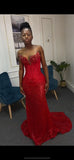 Modest Mermaid Sweetheart Red Sequin Formal Gown 20th Birthday Dress Prom Dresses 18th Birthday Outfits HZ1121