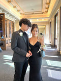 Modest Mermaid Spaghetti Straps Black Sequins Formal Gown 20th Birthday Dress Prom Dresses Black Girl 18th Birthday Outfits HZ1121