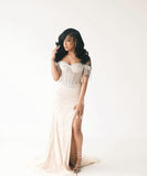 Classy Mermaid Off The Shoulder Champagne Sequin Split Black Girl Long Slit Prom Dresses Party Dress Birthday Outfits Graduation Dresses HZ1121