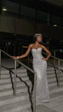 Vintage Mermaid Sweetheart Silver Sequin Sleeveless Long Prom Dresses Party Dress Black Girl Birthday Outfits Graduation Dresses HZ1121