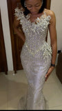 Vintage Mermaid Sweetheart Beads Sequin Sleeveless Long Prom Dresses Party Dress Black Girl Birthday Outfits Graduation Dresses HZ1121