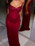 Classy Mermaid Sweetheart Champagne Sleeveless Sequin Long Prom Dresses Party Dress Birthday Outfits Graduation Dresses HZ1121