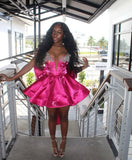 Elegant Ball Gown Strapless Black Girl Summer Birthday Dresses For Teens Pink Hoco Dress Mini 18th Birthday Outfit Cocktail Dresses HZ1121