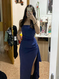 Classy Mermaid Royal Blue Slit Long Prom Dresses Formal Gown Summer Wedding Guest Dress Wedding Outfits For Guest HZ1121