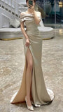 Modest Mermaid Off The Shoulder Slit Prom Gown Summer Wedding Guest Dress Bridal Guest Dresses Wedding Outfits For Guest HZ1121