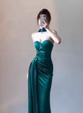 Classy Sheath Sweetheart Slit Satin Ruffles Long Prom Dresses Formal Gown Summer Wedding Guest Dresses Wedding Guest Outfit HZ1121