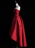 Modest Ball Gown Strapless Burgundy Satin Formal Gown 20th Birthday Dress Prom Dresses 18th Birthday Outfits HZ1121