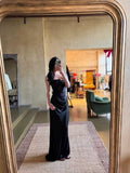 Classy Mermaid One Shoulder Black Satin Long Prom Dresses Party Dress Birthday Outfits Graduation Dresses HZ1121