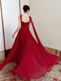 Classy A line Strapless Red Long Prom Gown Summer Wedding Guest Dress Bridal Guest Dresses Wedding Outfits For Guest HZ1121