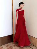 Classy A line Strapless Red Long Prom Gown Summer Wedding Guest Dress Bridal Guest Dresses Wedding Outfits For Guest HZ1121