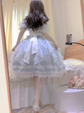 Vintage Ball Gown Off The Shoulder Blue Short Summer Holiday Dresses 16th Birthday Dress Lolita Dress White Birthday Outfits HZ1121