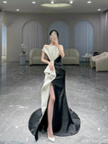 Elegant Mermaid Strapless Satin Black Long Prom Dresses Party Dress Summer 20th Birthday Outfits 18th Birthday Dresses HZ1121